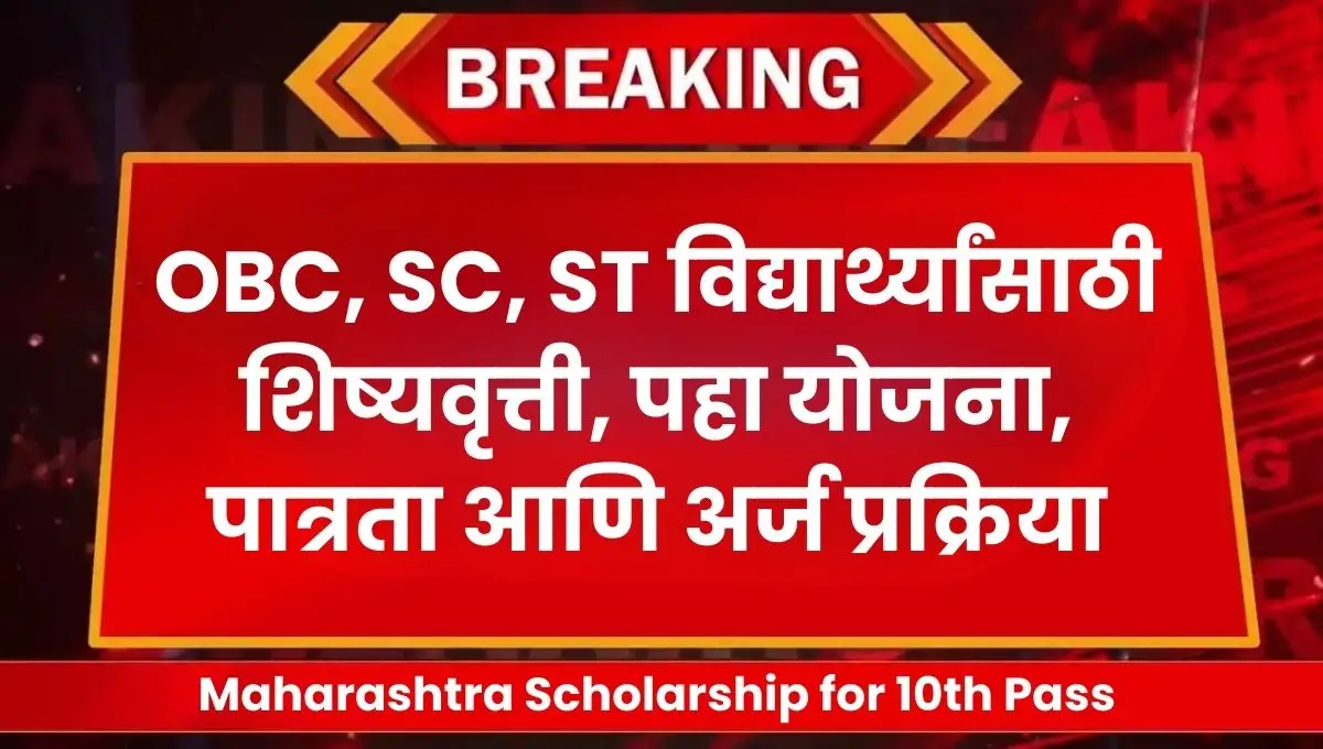 Maharashtra Scholarship for 10th Pass: OBC, SC, ST विद्यार्थ्यांसाठी योजना, पात्रता आणि अर्ज प्रक्रिया